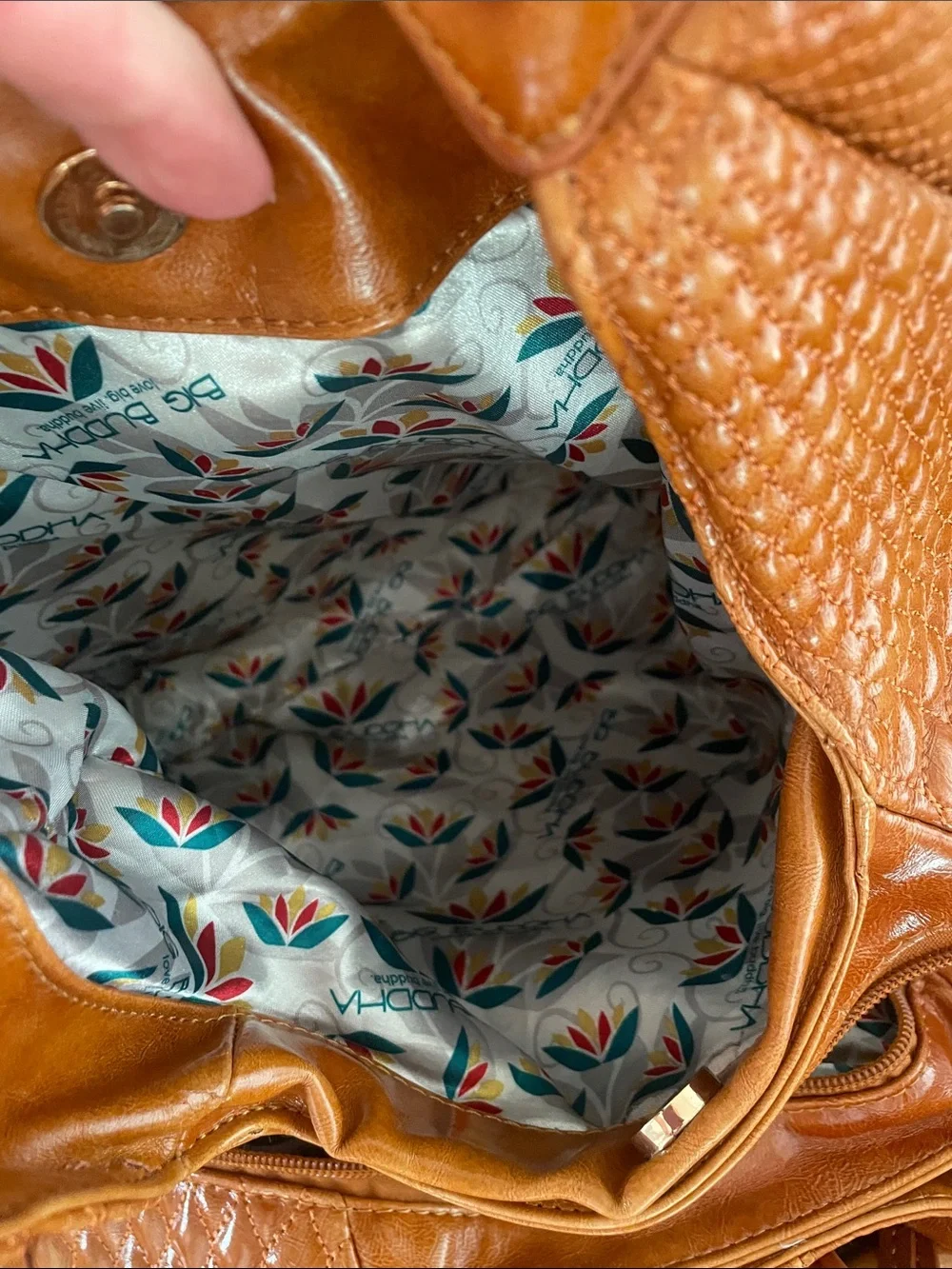 Big Buddha Cognac Leather Hobo with Tassel Detail